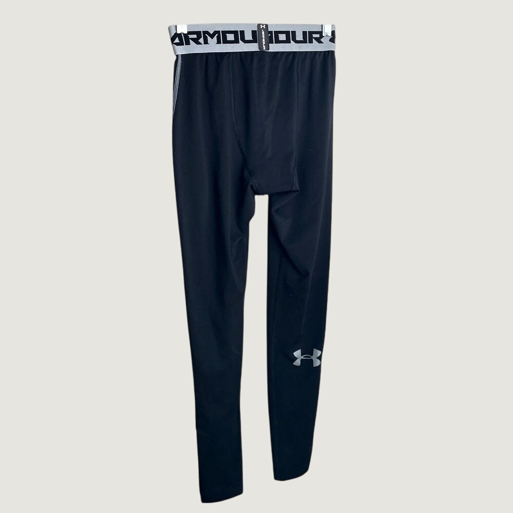 Under Armour HeatGear Mens Compression Leggings Black Grey Medium Workout Tights